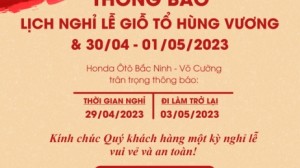 THÔNG BÁO LỊCH NGHỈ LỄ GIỐ TỔ HÙNG VƯƠNG VÀ 30-4 1-5